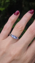 Load image into Gallery viewer, 2457: Vintage: 9ct White Gold Violet Blue Tanzanites Natural Diamonds Dress/Stacker Ring
