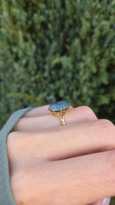 18ct Gold AustralianCabochon  Black Opal Single Stone Ring