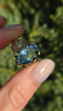 Load image into Gallery viewer, Vintage: Statement 9ct Gold Pear-Cut Swiss Blue Topaz Cocktail Ring
