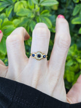 Load image into Gallery viewer, 0566: Antique: 18ct Gold Art Deco Cornflower Blue Sapphires Diamonds Ring- remarkable
