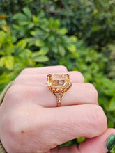 Load image into Gallery viewer, 0464: Vintage: 9ct Gold Amarillo Emerald Cut Citrine Ring- Date-Mark 1966
