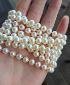 2612 Vintage Tiffany & Co Ziegfeld Freshwater Pearls Silver Necklace -Extra Long- 280cm