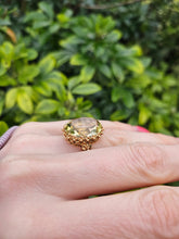 Load image into Gallery viewer, 0804: Vintage: Statement 9ct Gold Green Amethyst Cocktail Ring- Date- Mark 1972
