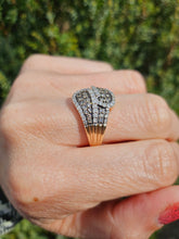 Cargar imagen en el visor de la galería, 1440:  Vintage;: Statement 9ct Gold Champagne White Diamonds Cocktail Ring- FAB
