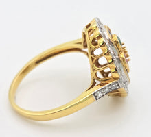Load image into Gallery viewer, Vintage: 18ct Gold Art Deco Style  Harlequin Multi-Gem Diamonds Cluster Ring- Rainbow beauty
