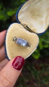 2404 Vintage: 9ct White Gold Light Blue Sapphires Dress Ring