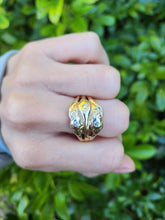 Load image into Gallery viewer, 8203: Vintage: Statement 9ct Gold Diamonds Three Heads Snake Ring
