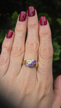 Load image into Gallery viewer, 2449 Vintage 9ct Gold Amethyst Diamonds Dress Ring
