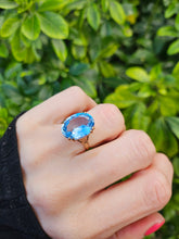 Load image into Gallery viewer, 0742: Vintage: 9ct Gold Swiss Blue Topaz Statement Ring- Date-Mark 1968
