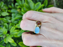 Load image into Gallery viewer, 0509: Vintage Exceptional 9ct Gold Moonstone Citrine Ring- rare, iconic
