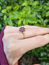 Load image into Gallery viewer, 0676: Vintage: 18ct Gold Rich Red Rubies Cluster Ring- Date- Mark 1974
