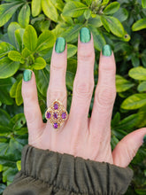 Load image into Gallery viewer, 0409: Vintage: 14ct Gold Purple Amethysts Openwork Set Cocktail Ring
