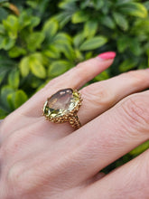 Load image into Gallery viewer, 0804: Vintage: Statement 9ct Gold Green Amethyst Cocktail Ring- Date- Mark 1972
