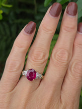 Load image into Gallery viewer, 1905: Vintage: 9ct Yellow Gold Ruby 16 Diamonds Dress Ring- picture perfect
