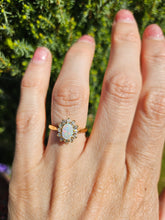 Load image into Gallery viewer, 1513: Vintage: 18ct Gold White Opal Diamonds (0.3ct) Floral Cluster Ring- From 1978
