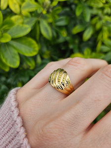 0991: Vintage: Statement 9ct Gold 42 Yellow Diamonds Dress Ring- sparkling, natural diamonds,