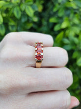 Load image into Gallery viewer, 0706: Vintage Rare; 9ct Gold 5 Fiery Orange Sapphires Stacker/Dress Ring
