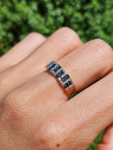 Cargar imagen en el visor de la galería, 2006: Vintage: 9ct Gold Greek Key Pattern Black  &amp; White Diamonds Ring- Sparkling natural diamonds
