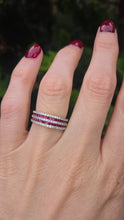 Load image into Gallery viewer, 2458 Vintage: 9ct Gold Rubies White Sapphires Tiered Ring
