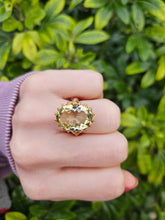 Load image into Gallery viewer, 0804: Vintage: Statement 9ct Gold Green Amethyst Cocktail Ring- Date- Mark 1972
