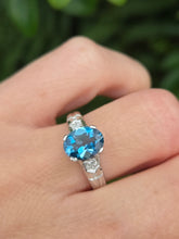 Load image into Gallery viewer, 2060: Vintage; 9ct White Gold London Blue Topaz Diamonds Dress Ring
