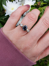 Load image into Gallery viewer, 9002: Vintage: (1976) 18ct Gold French Blue Sapphire Full Cut Diamonds Ring- Exquisite
