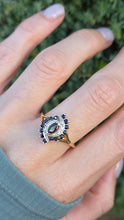 Load image into Gallery viewer, Vintage: 9ct Gold French Blue Sapphires Natural Diamonds Cluster Ring
