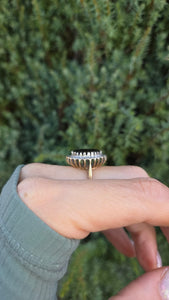 Vintage: 9ct Gold Australian Blue Sapphire 24 Natural Diamonds Diana Cluster Ring