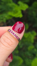 Load image into Gallery viewer, 2508- Vintage: 9ct Gold 6 Channel Set Rubies Stacker/Half- Eternity Ring
