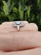 Cargar imagen en el visor de la galería, 1146: Antique: Art Deco White Opal 12 Diamonds Geometric Set Ring- old, authentic, beautiful
