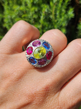 Load image into Gallery viewer, 1699: Vintage: 9ct Rose &amp; White Gold Multi-Gem Cocktail Ring -Statement eye candy
