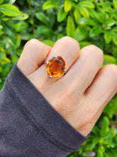 Load image into Gallery viewer, 0281: Vintage: Platinum Fiery Orange Citrine Solitaire Signet Ring.
