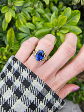 Load image into Gallery viewer, 0765: Vintage; 9ct Gold French Blue Sapphire Cocktail Ring- remarkable
