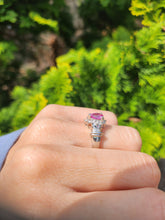 Cargar imagen en el visor de la galería, 1181: Vintage: 14ct White Gold Pink Sapphires 18 Diamonds Cocktail Ring- UPDATED

