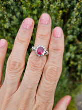 Cargar imagen en el visor de la galería, 1383: Vintage; 18ct White Gold Ruby (1.1ct) Diamonds (0.73ct) Ring- exquisite eye candy
