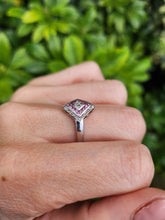 Load image into Gallery viewer, 8269: Vintage 9ct White Gold Art Deco Style Pink Sapphires Diamonds Panel Ring
