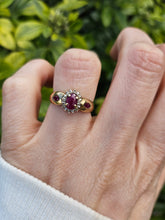 Load image into Gallery viewer, 1138: Vintage: 9ct Gold Rubies Diamonds Dress Ring- lovely design&nbsp;

