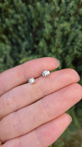 1060 Vintage; 18ct White Gold Round Full Cut Diamonds {0.41ct)  Solitaire Stud Earrings