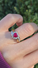 Load image into Gallery viewer, 6218 Vintage: 9ct Gold Heart Cut Ruby Diamonds Dress Ring

