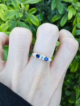 Load image into Gallery viewer, 0862: Vintage; 18ct Gold French Blue Sapphires Round Cut Diamonds Half-Eternity/Stacker Ring-
