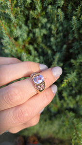 Vintage; 9ct Gold Lilac Amethyst Pink Topaz Statement Cocktail Ring