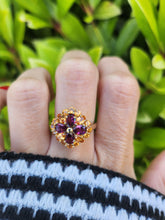 Cargar imagen en el visor de la galería, 7767: Vintage Fabulous 9ct Gold Almandine Garnets Amarillo Citrines Cocktail Ring- beautiful colour combination
