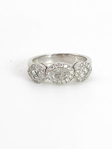 1679: Vintage: 18ct White Gold Mixed-Cut Diamonds Dress/Stacker Ring- Divine
