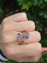 Cargar imagen en el visor de la galería, 2053: Vintage: 9ct Gold Iolite Amethysts Abstract Cocktail Ring- Inspirationl
