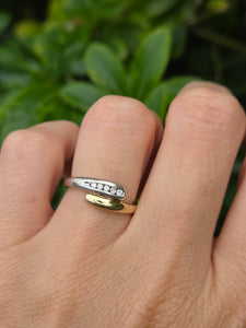 2017: Vintage 9ct White & Yellow Gold Diamonds Crossover/Stacker Ring- crisp & clean