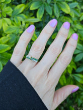 Load image into Gallery viewer, 0945: Vintage;14ct Gold 10 Emeralds 8 Diamonds Half-Eternity/Stacker Ring
