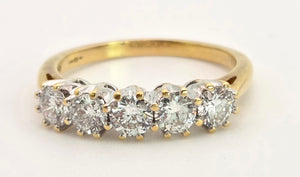 2312 Vintage: 18ct Gold Round Full Cut Natural Diamonds (1.25ct in total) Ring-Very special