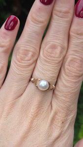 2313 Vintage 14ct Single Pearl Ring
