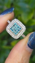Cargar imagen en el visor de la galería, 2117 Vintage: 9ct White Gold Blue &amp; White Natural Diamonds Encrusted ring
