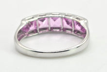 Cargar imagen en el visor de la galería, 2184: Vintage; 9ct White Gold Pink Sapphires Stacker/Dress Ring- petite, pink and cute
